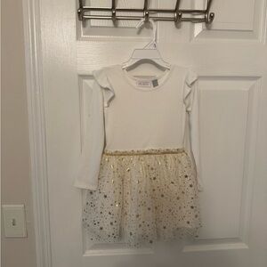 The Children's Place White and Gold Star Dress